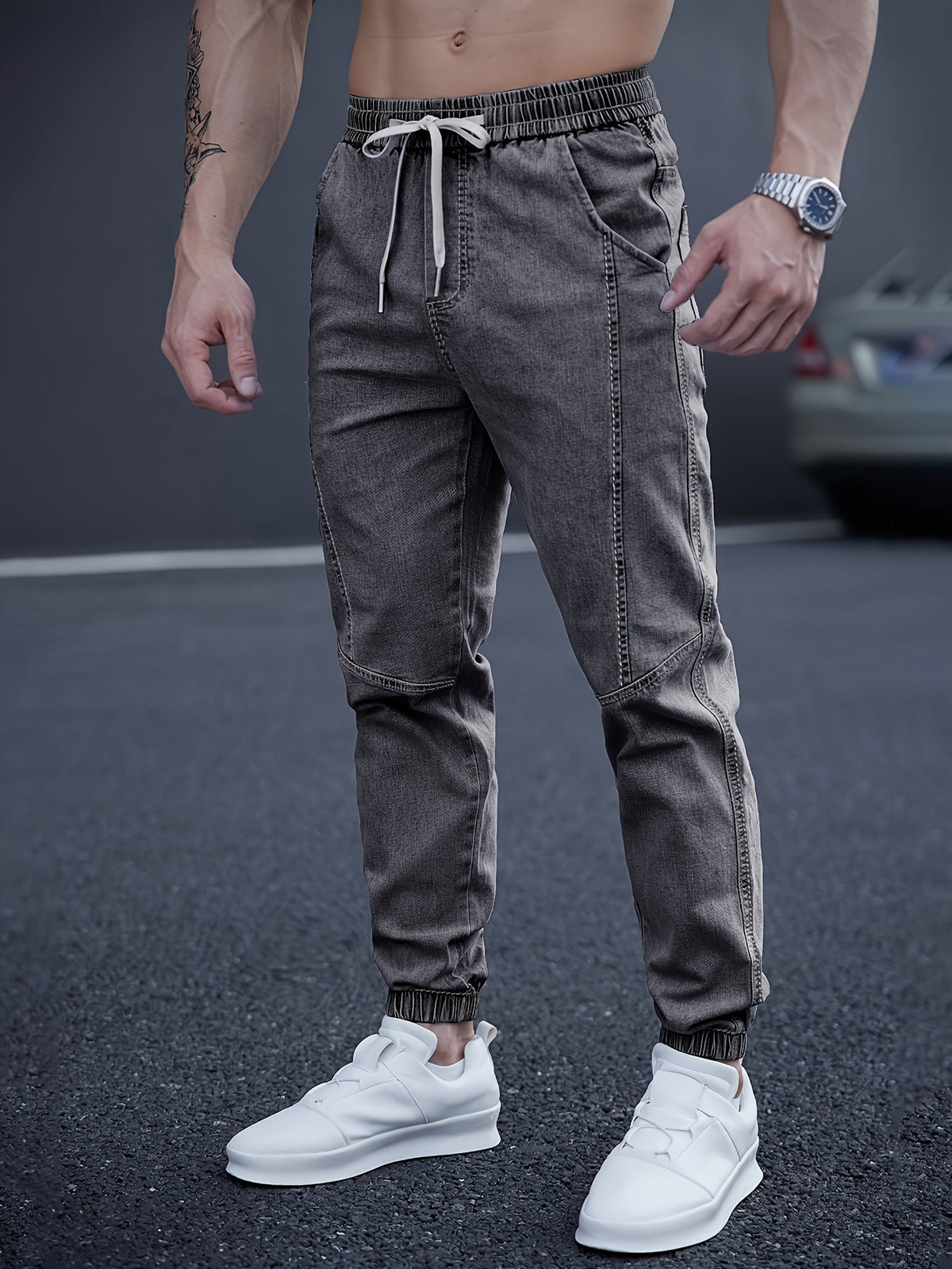 Brent Men's Tapered Cargo Joggers – Elastic Waist with Side Pockets