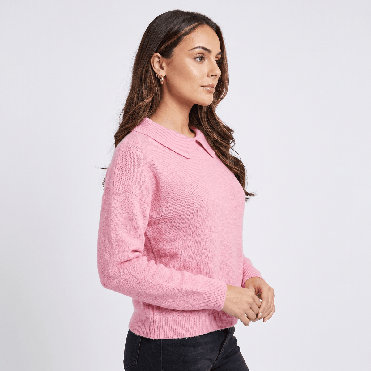 Odette Collared Knit Sweater – Soft Relaxed Pullover Top