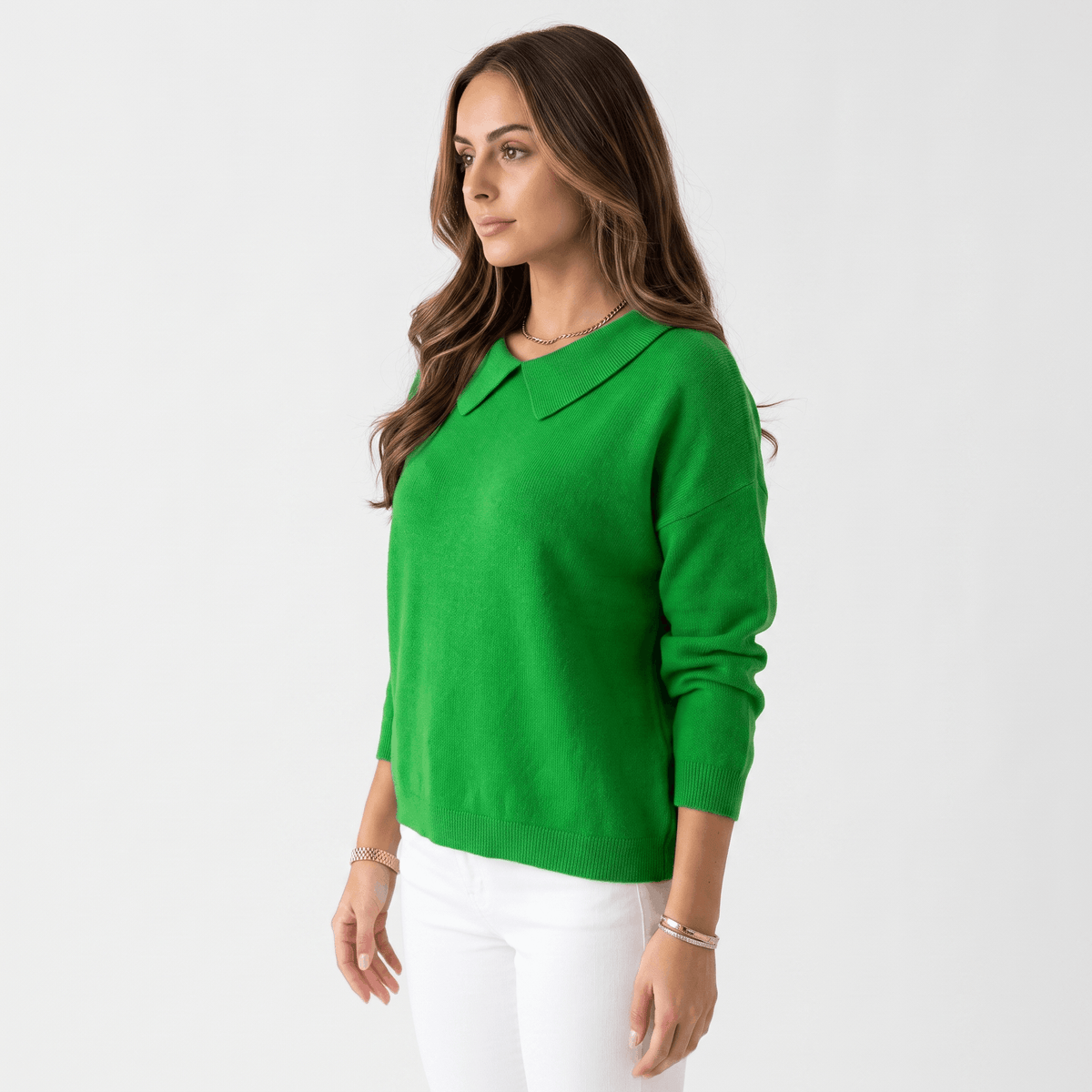 Odette Collared Knit Sweater – Soft Relaxed Pullover Top