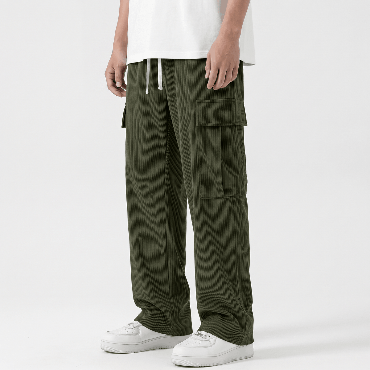 Matteo Corduroy Cargo Pants – Relaxed Wide Leg Trousers