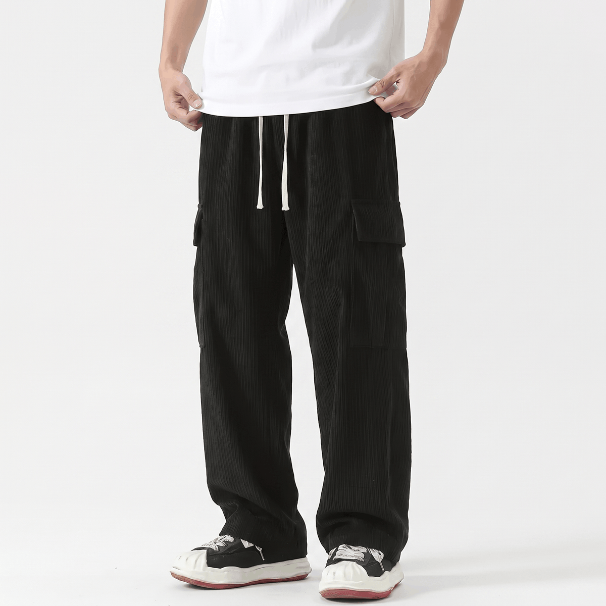 Matteo Corduroy Cargo Pants – Relaxed Wide Leg Trousers