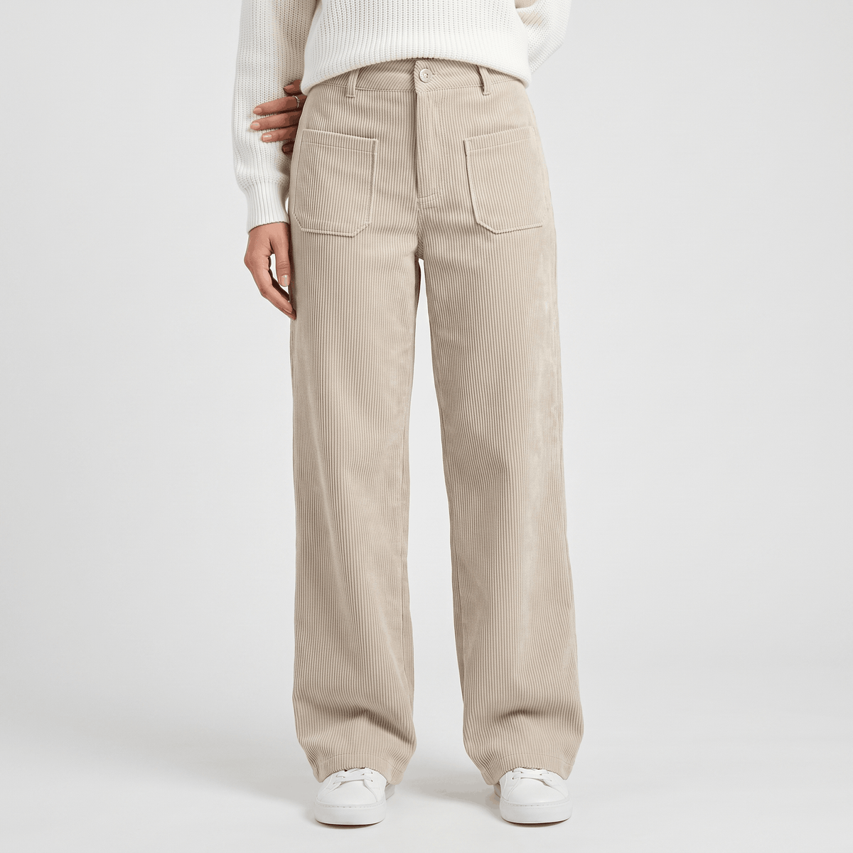 Monroe High Waist Corduroy Pants – Wide Leg Casual Trousers
