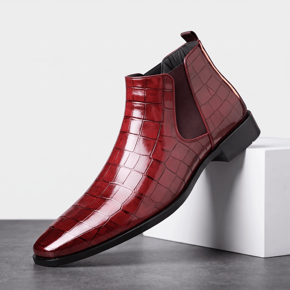 Rowan Croc-Embossed Chelsea Boots – Elastic Panel Slip-On Footwear