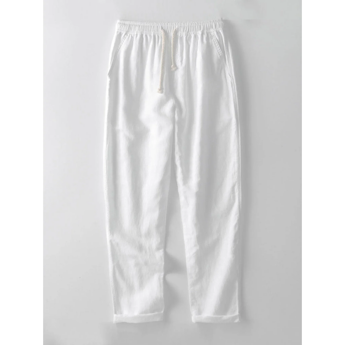 Jacob Striped Mesh Cuban Set – Open-Weave Linen-Blend Straight-Leg Outfit