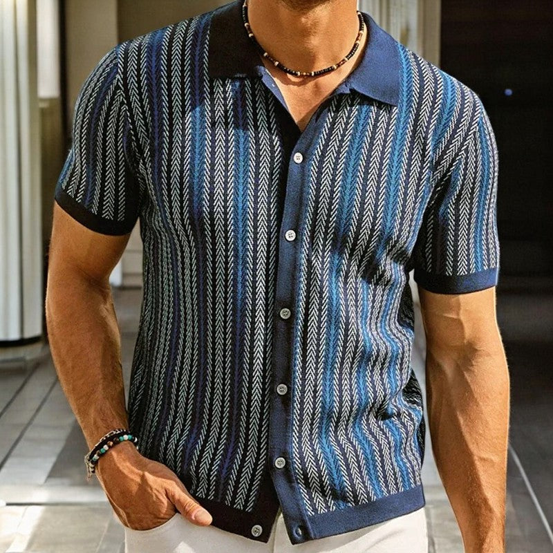 Elias Cotton Herringbone Button Up Shirt – Tailored Everyday Casual Wear