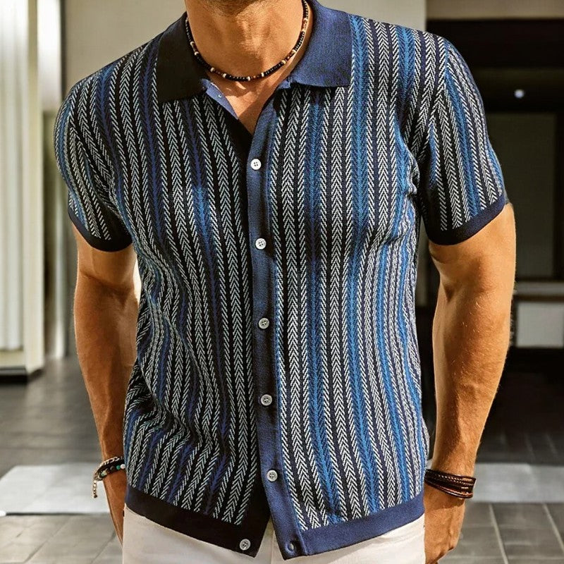 Elias Cotton Herringbone Button Up Shirt – Tailored Everyday Casual Wear