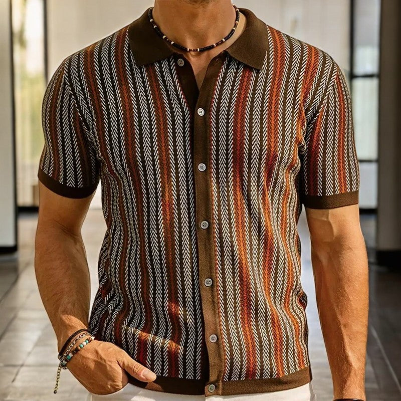 Antoine Cotton Herringbone Button Down Shirt – Vertical Stripe Smart Casual Fit