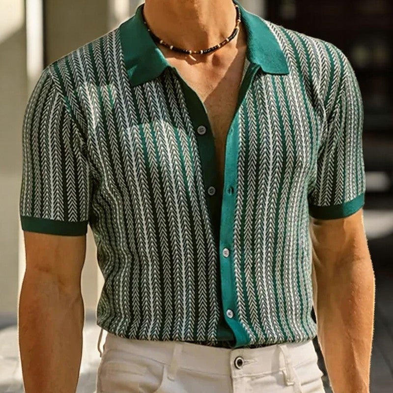 Elias Cotton Herringbone Button Up Shirt – Tailored Everyday Casual Wear