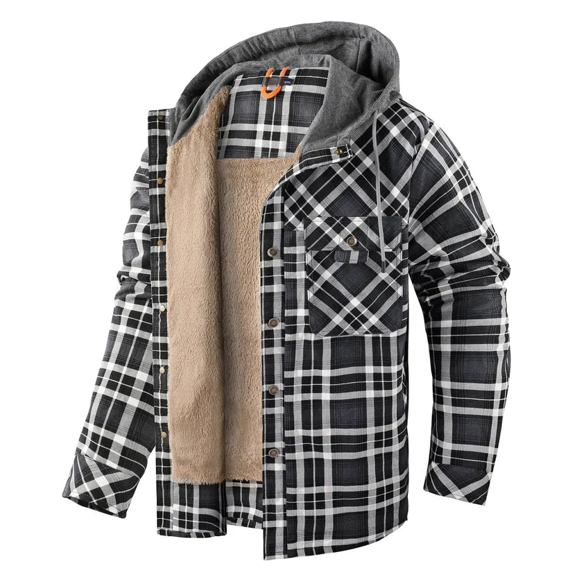 Dante Men's Sherpa-Lined Flannel Hoodie Jacket – Ideal for Winter Wear