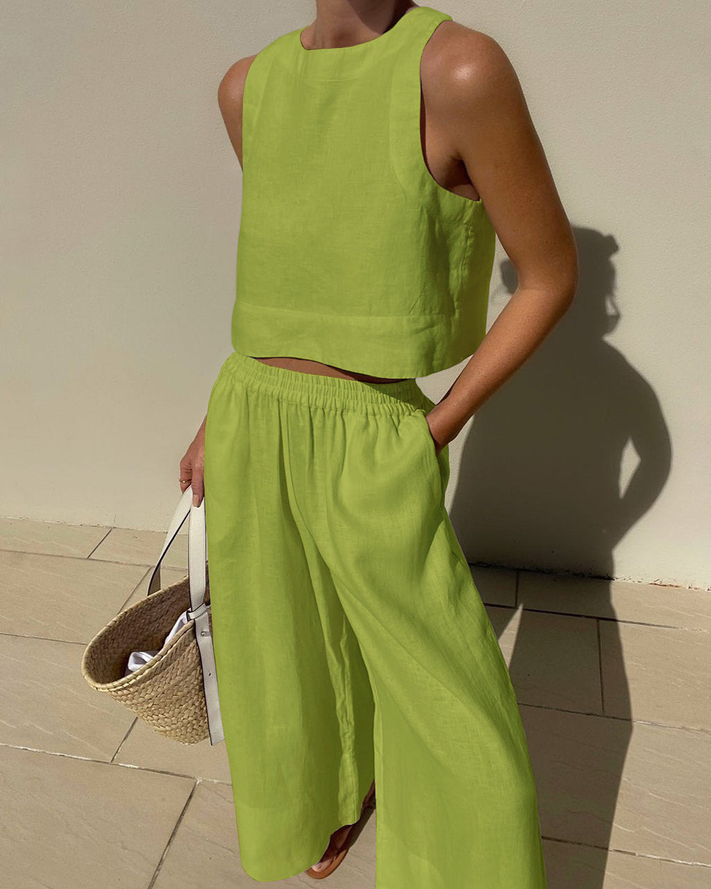 Elara Sleeveless Cotton Two-Piece Set Elegant Minimal Summer Outfit