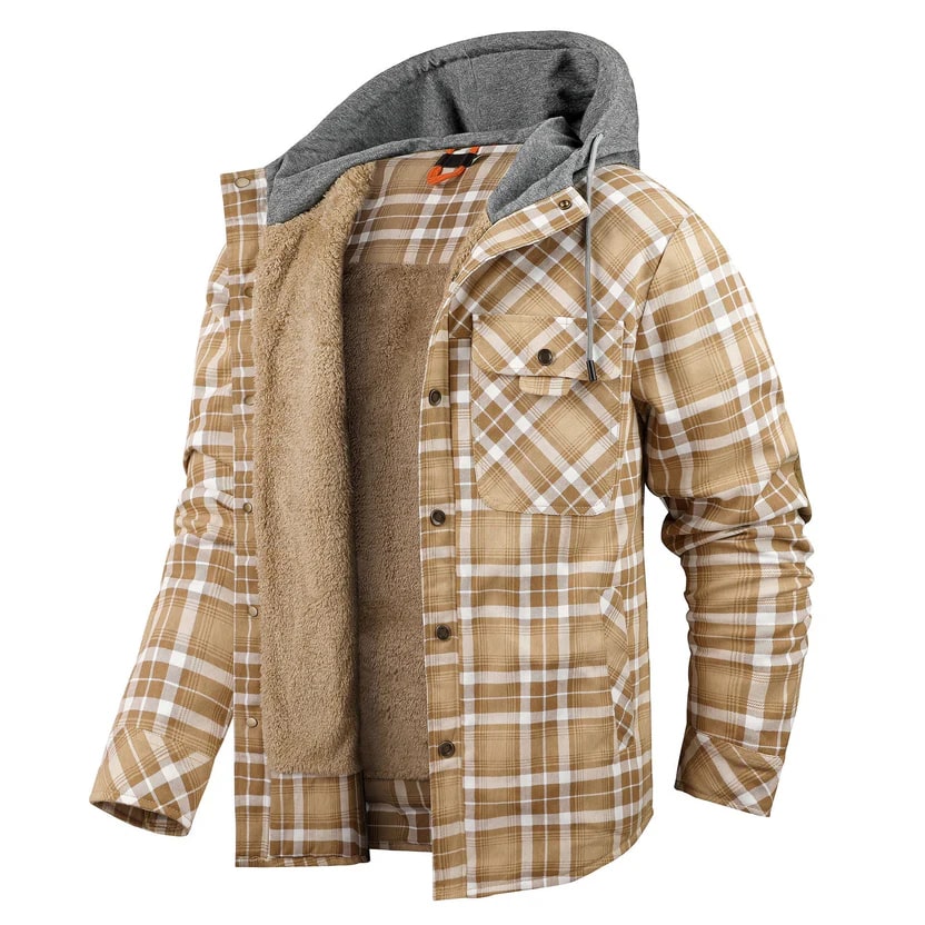 Dante Men's Sherpa-Lined Flannel Hoodie Jacket – Ideal for Winter Wear