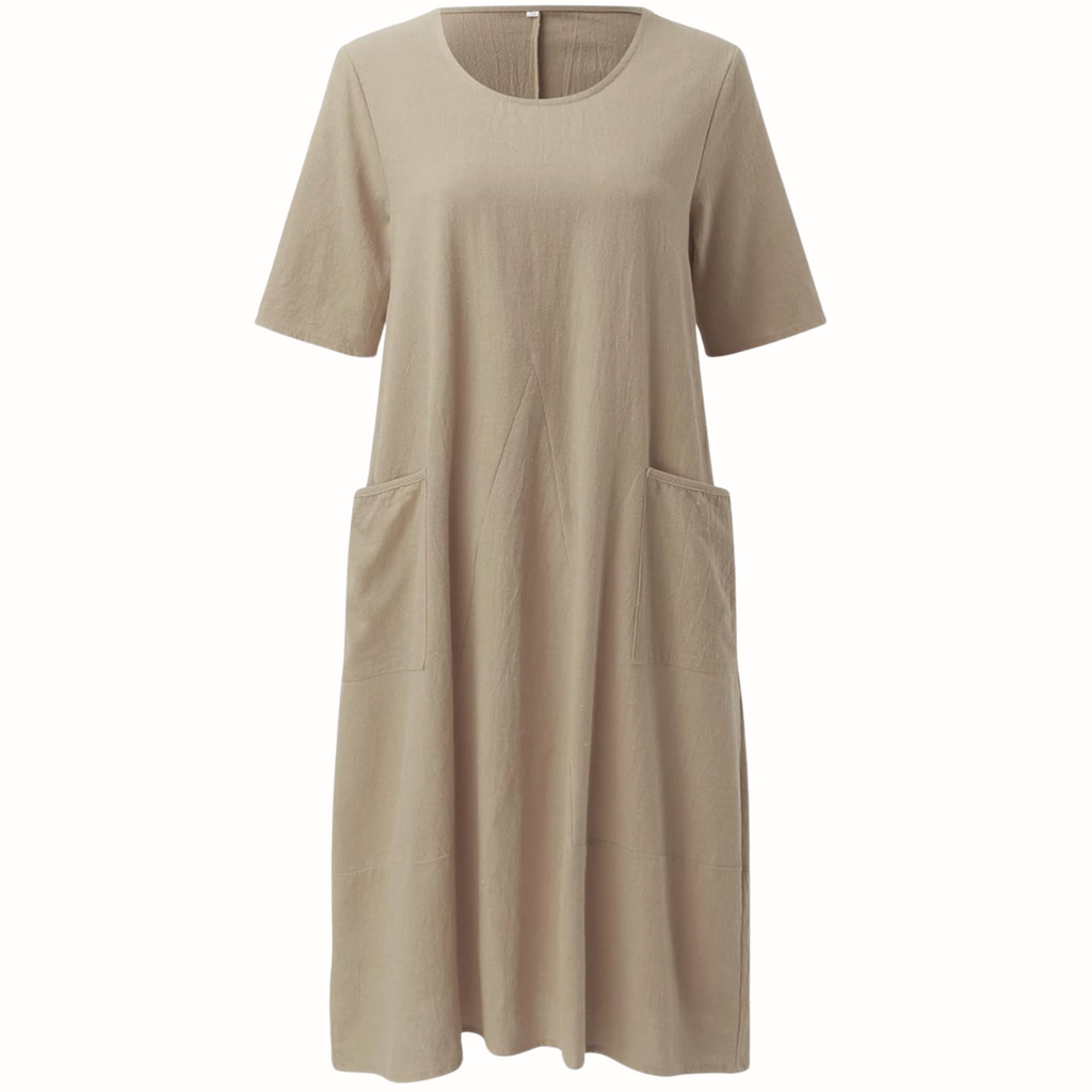 Margaux Cotton Blend Mini Dress Relaxed Fit Short Sleeve Casual Dress