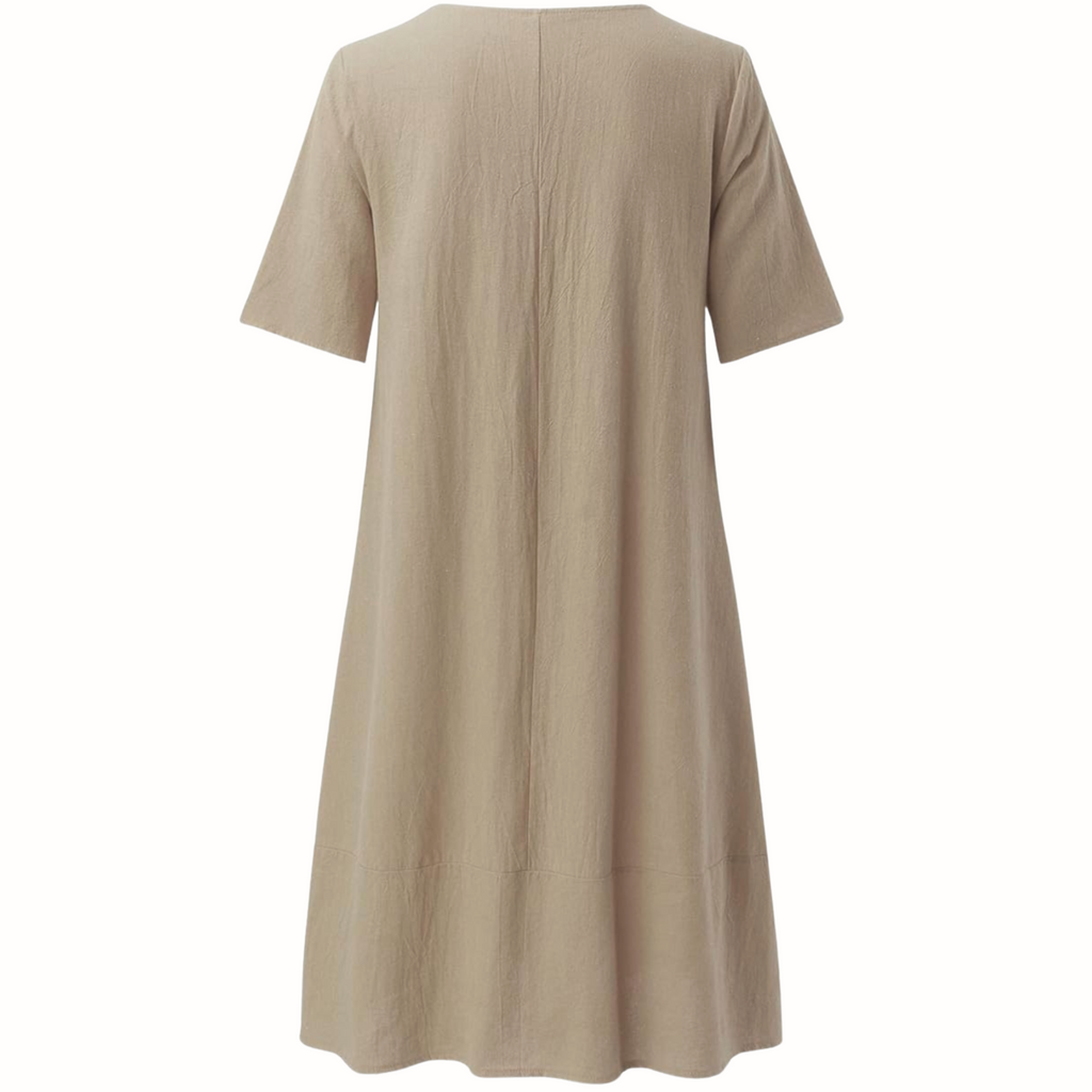 Margaux Cotton Blend Mini Dress Relaxed Fit Short Sleeve Casual Dress