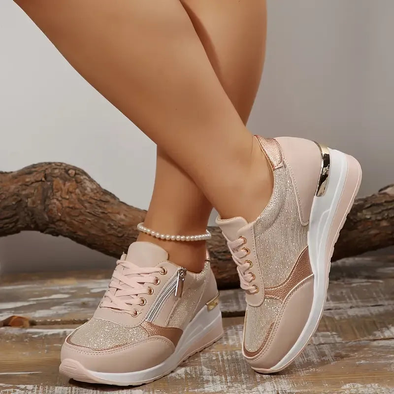 Arlyn Lightweight Wedge Sneakers – Breathable Cushioned Comfort Casual Shoes