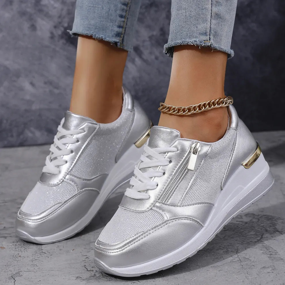 Arlyn Lightweight Wedge Sneakers – Breathable Cushioned Comfort Casual Shoes