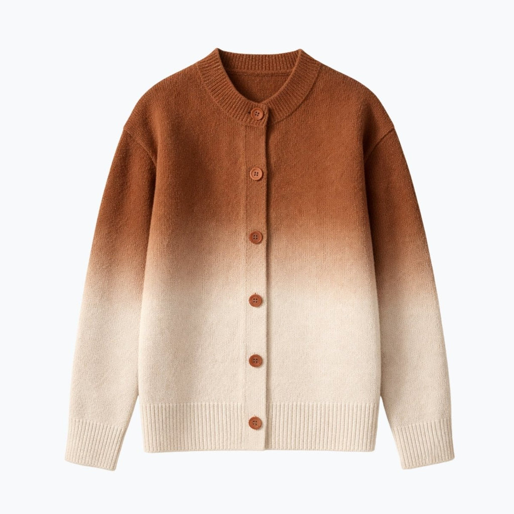 Emerson Ombre Knit Cardigan – Gradient Crew Neck Button Front