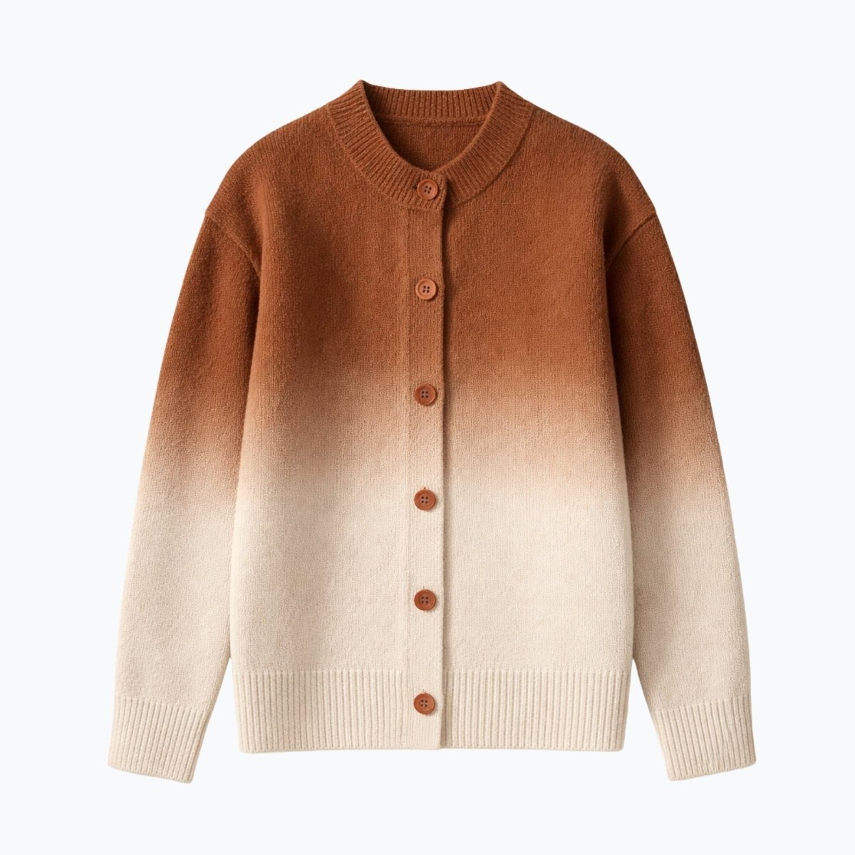 Emerson Ombre Knit Cardigan – Gradient Crew Neck Button Front