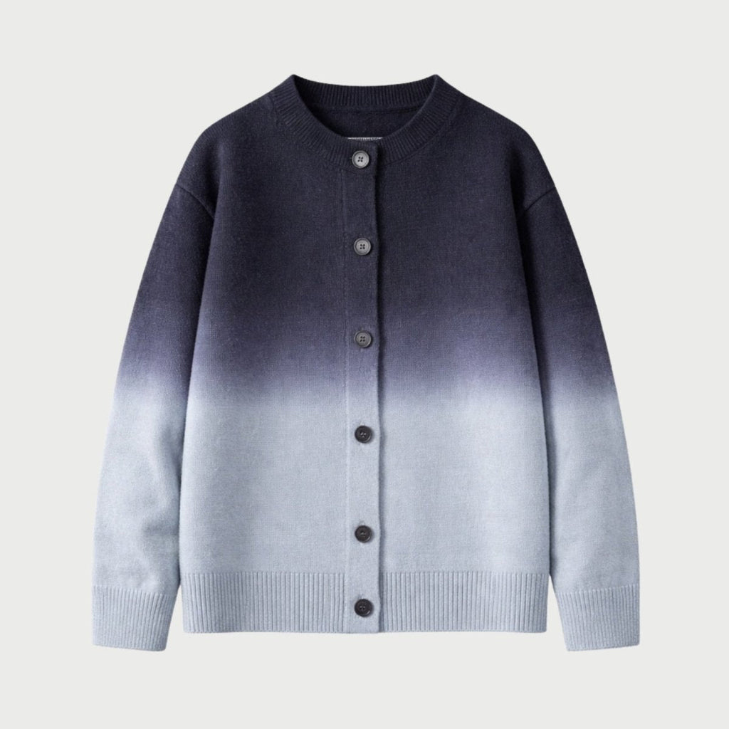 Emerson Ombre Knit Cardigan – Gradient Crew Neck Button Front