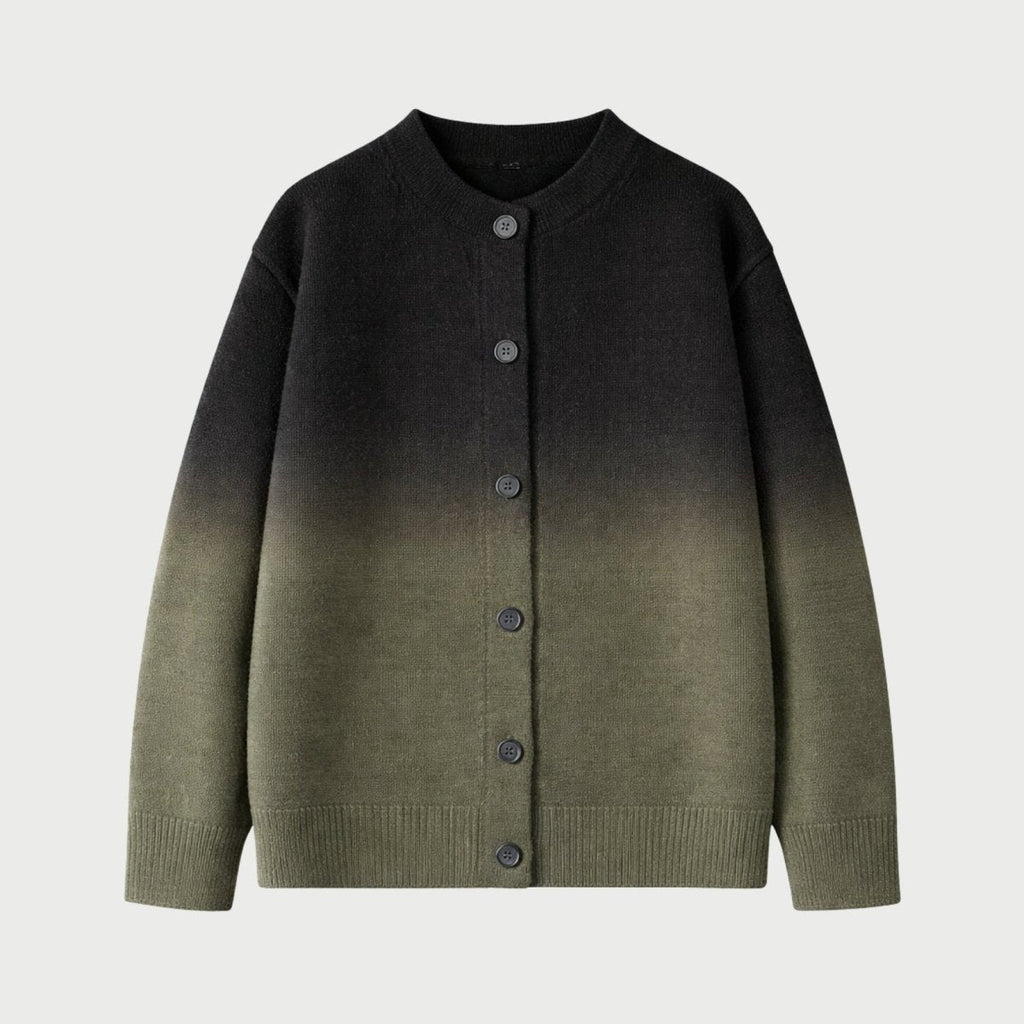 Emerson Ombre Knit Cardigan – Gradient Crew Neck Button Front