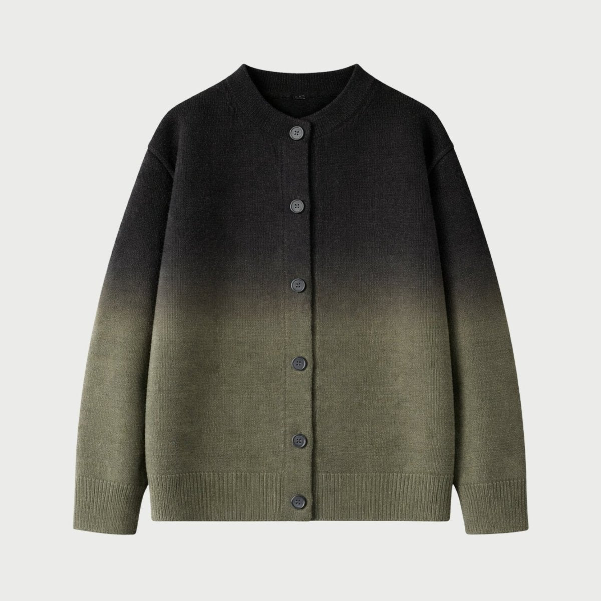 Emerson Ombre Knit Cardigan – Gradient Crew Neck Button Front