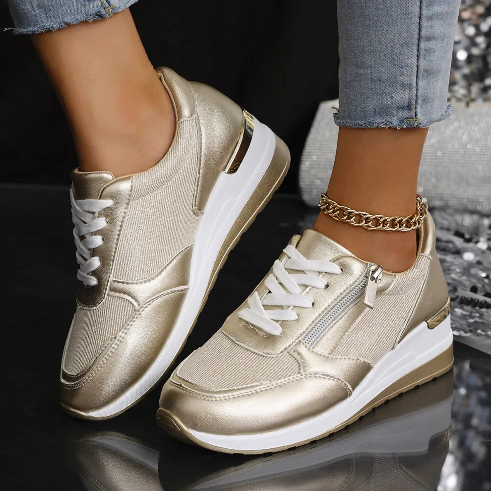 Arlyn Lightweight Wedge Sneakers – Breathable Cushioned Comfort Casual Shoes