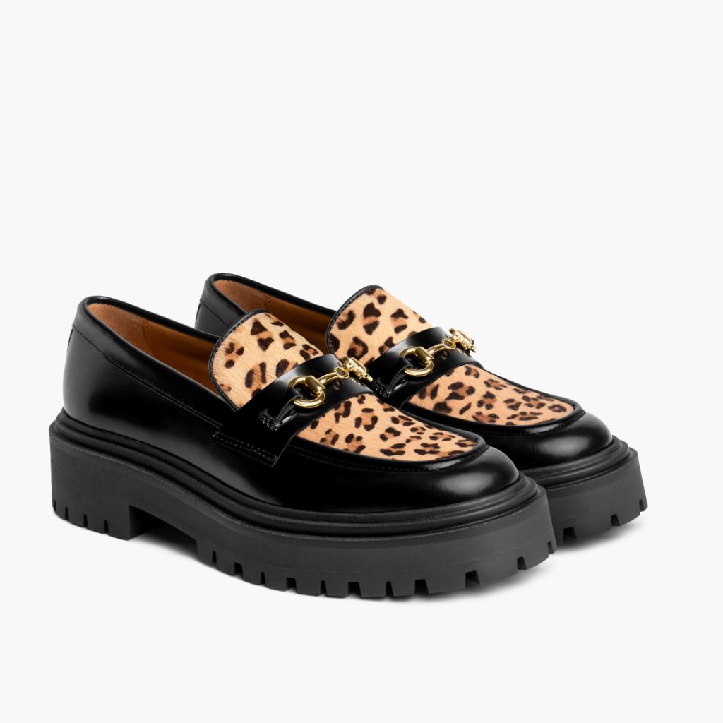 Aubrey Leopard Suede Platform Penny Loafer with Lug Sole
