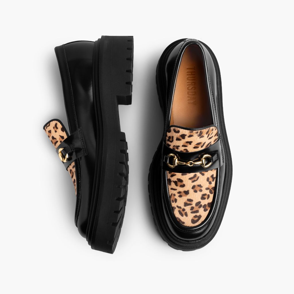 Aubrey Leopard Suede Platform Penny Loafer with Lug Sole