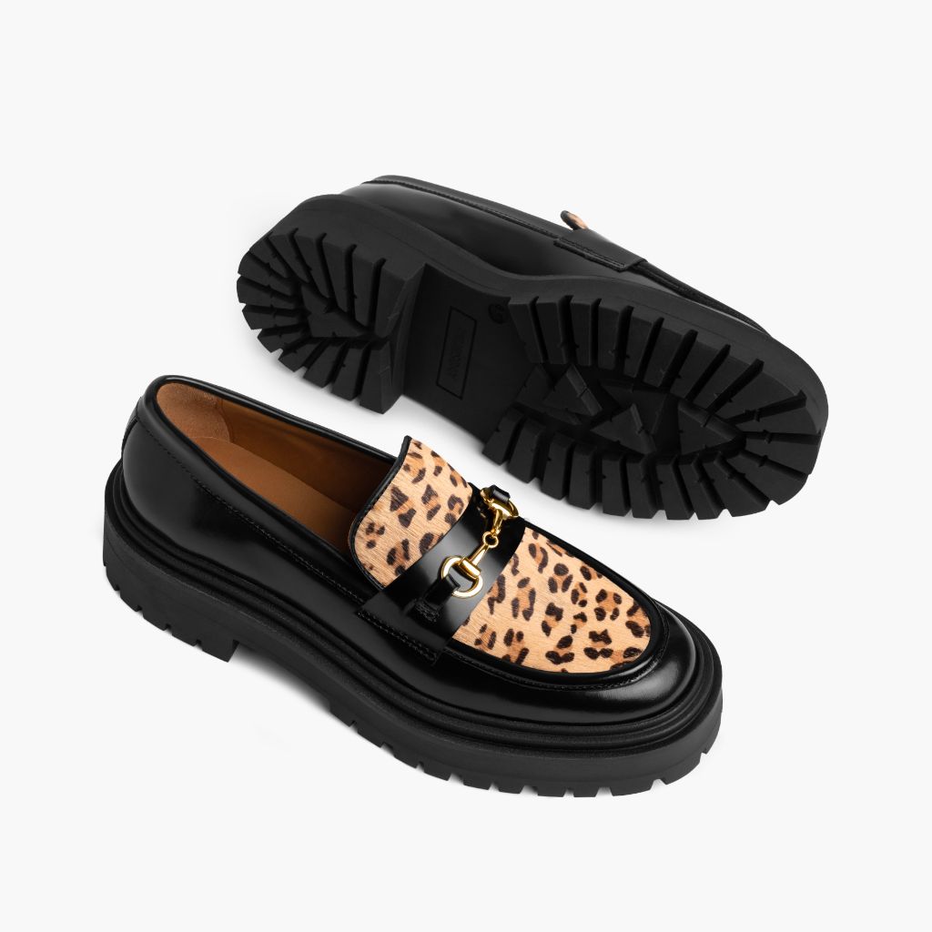 Aubrey Leopard Suede Platform Penny Loafer with Lug Sole