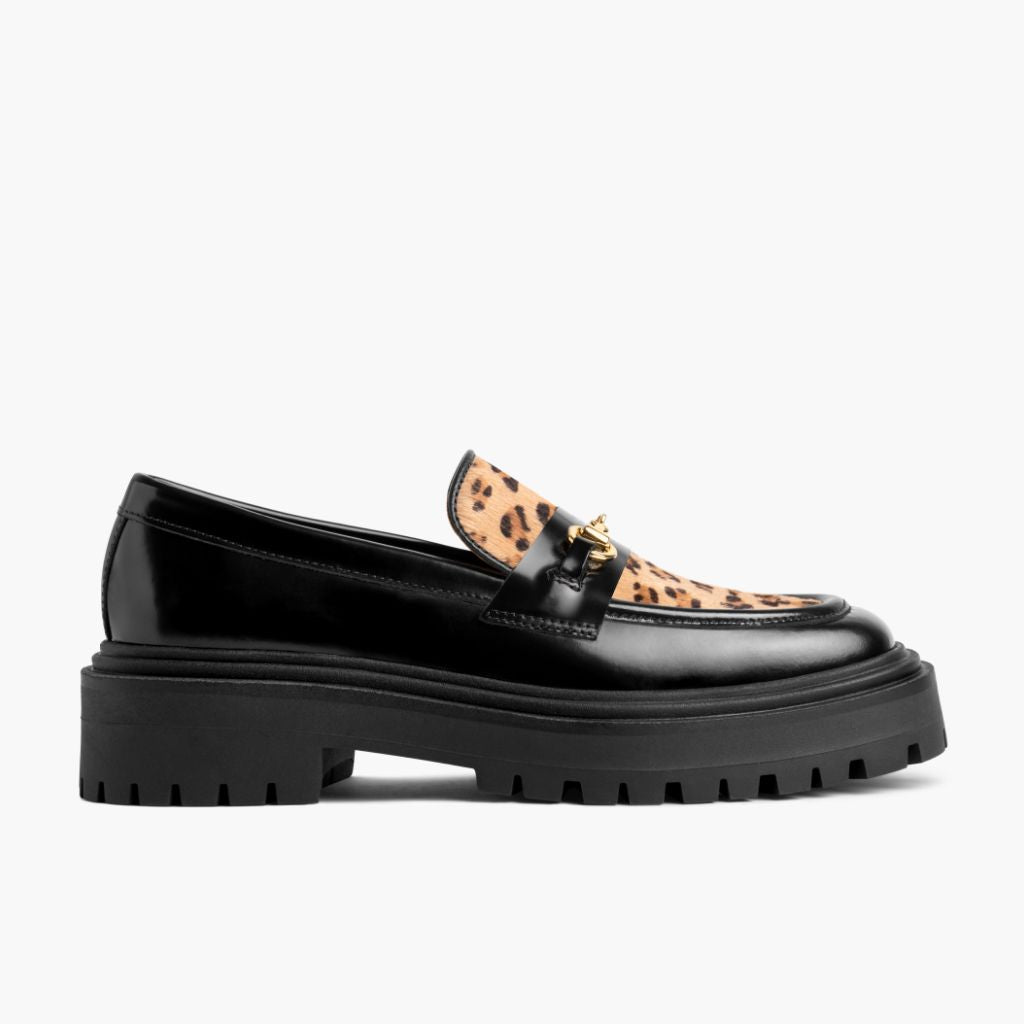 Aubrey Leopard Suede Platform Penny Loafer with Lug Sole
