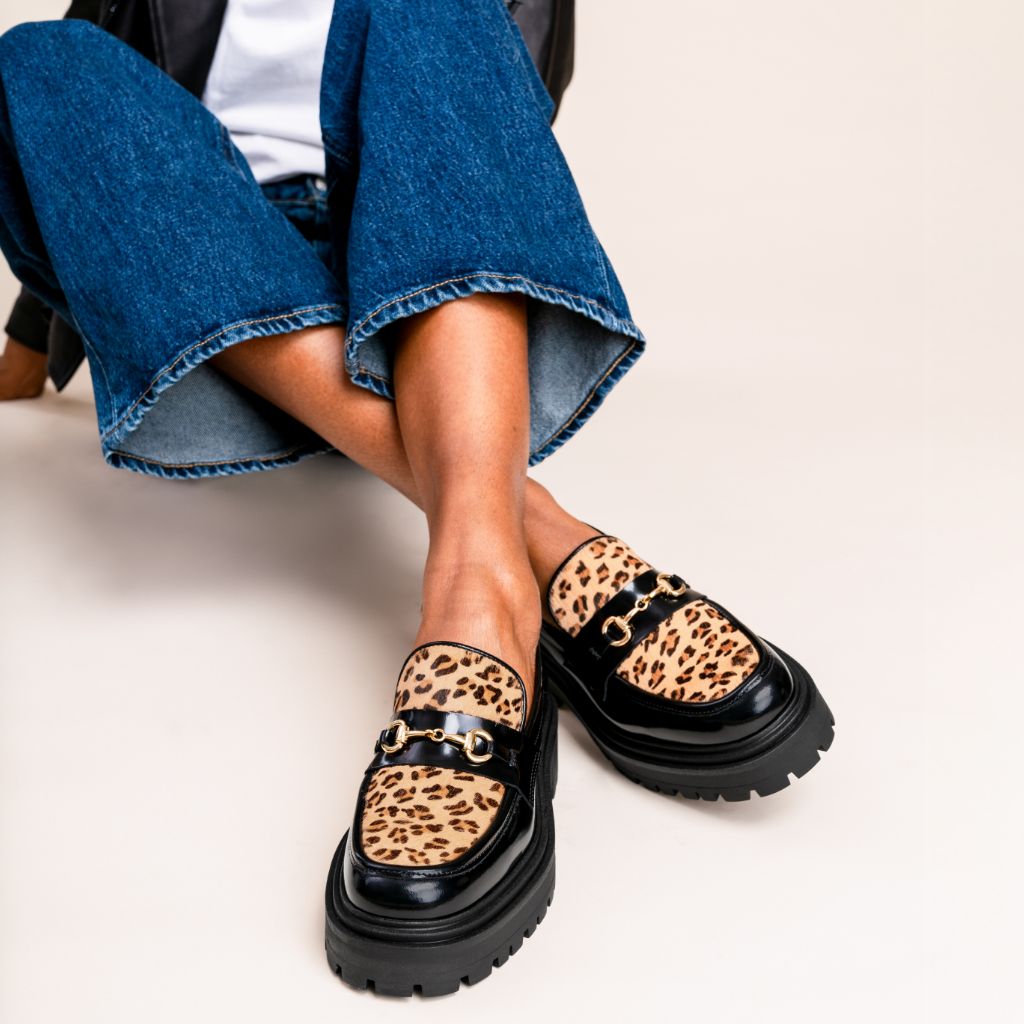 Aubrey Leopard Suede Platform Penny Loafer with Lug Sole