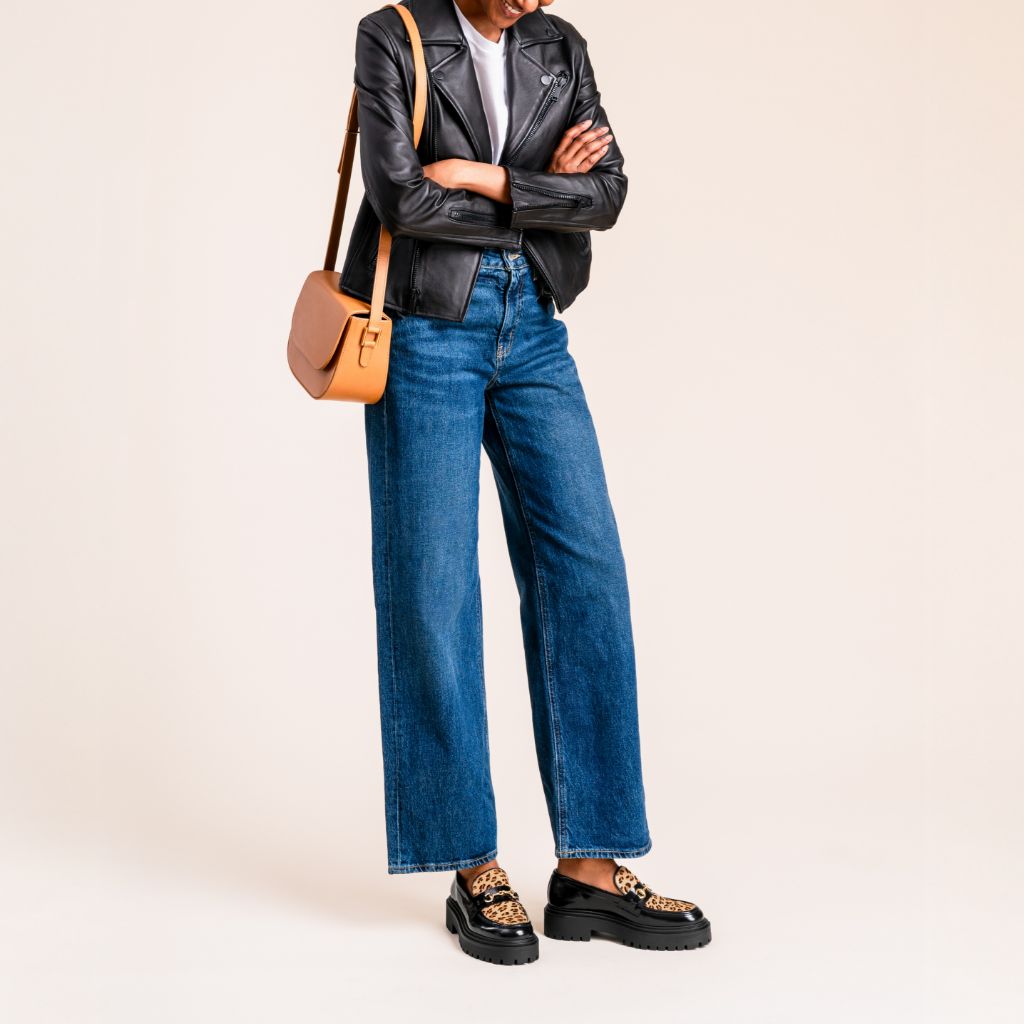 Aubrey Leopard Suede Platform Penny Loafer with Lug Sole