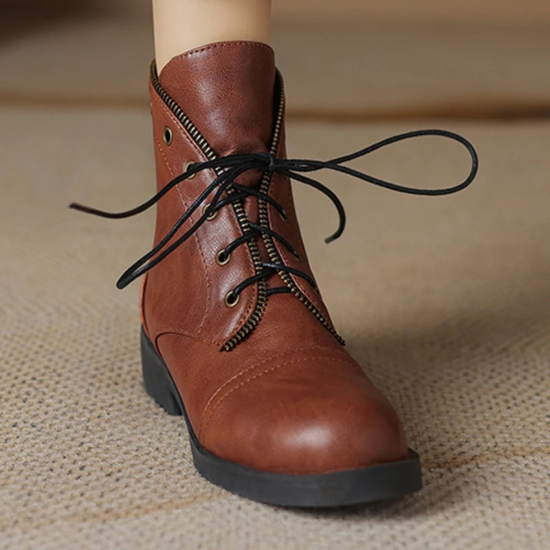 Beatriz Women's Leather Military-Style Ankle Booties