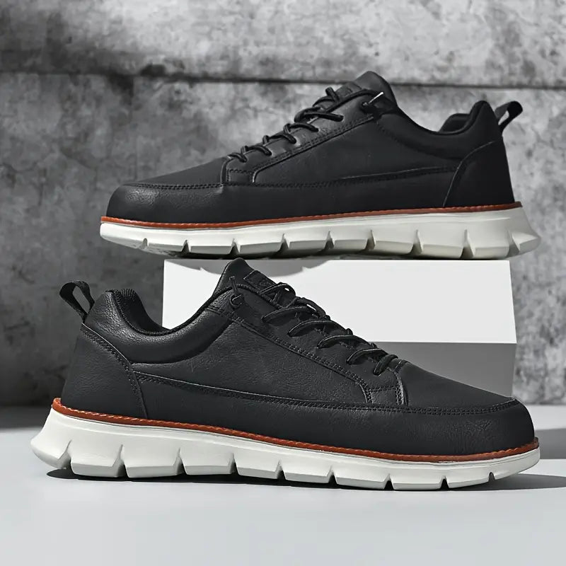 Gavin Men's Leather Sneakers – Enhanced Comfort with Cushioned Support & Flexible Sole