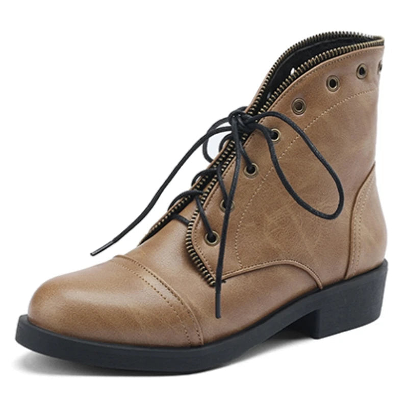 Beatriz Women's Leather Military-Style Ankle Booties