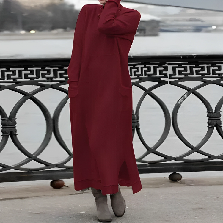 Elena Women's Winter Dress – Cozy Knit with Slimming Waistline