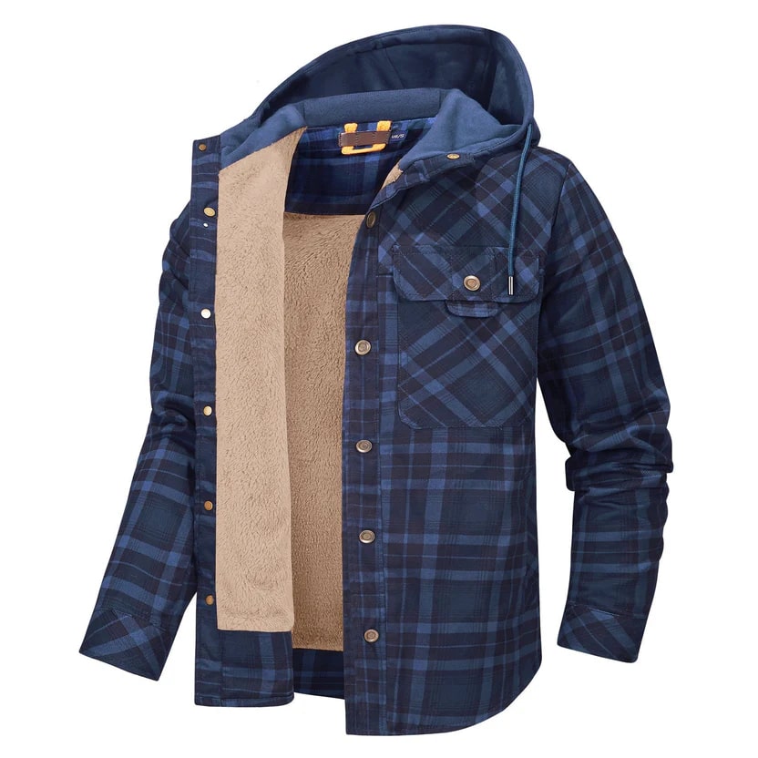 Dante Men's Sherpa-Lined Flannel Hoodie Jacket – Ideal for Winter Wear