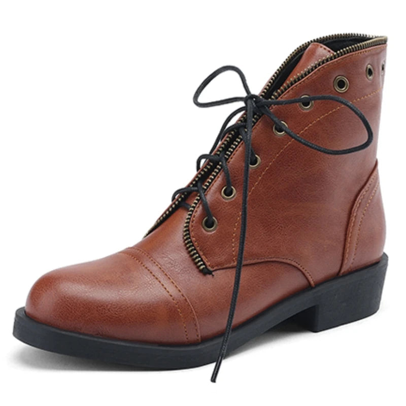 Beatriz Women's Leather Military-Style Ankle Booties