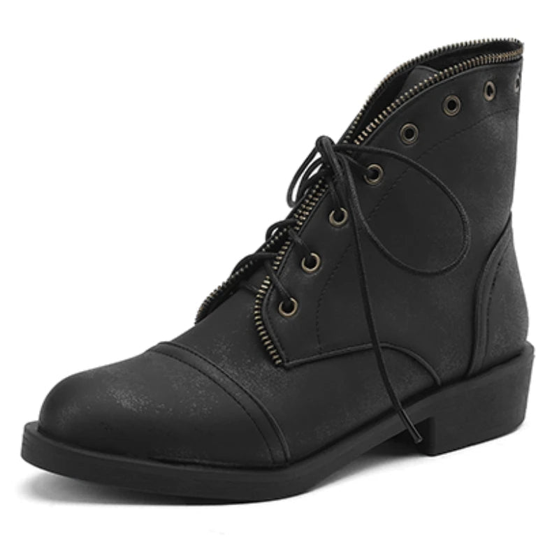 Beatriz Women's Leather Military-Style Ankle Booties