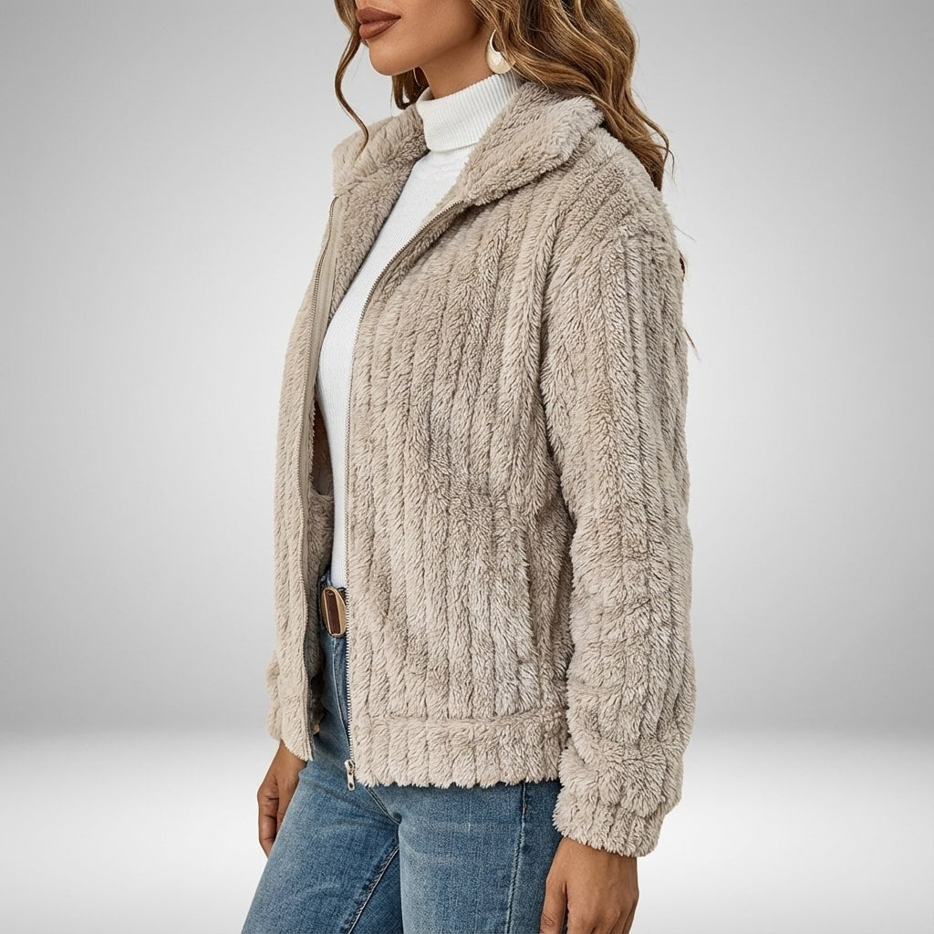 Harlyn Women's Elegant Faux Fur Jacket – Plush Winter Layering Outerwear