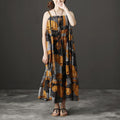 Cristy Linen Cotton Lacing Suspender Midi Dress – Relaxed Fit Boho Summer Dress