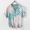 Armand Cotton Mandala Print Short Sleeve Shirt – Breathable Casual Henley Top