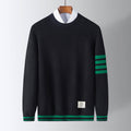 Danillo Men's Wool Pullover – Soft Sweater with Sporty Striped Sleeves