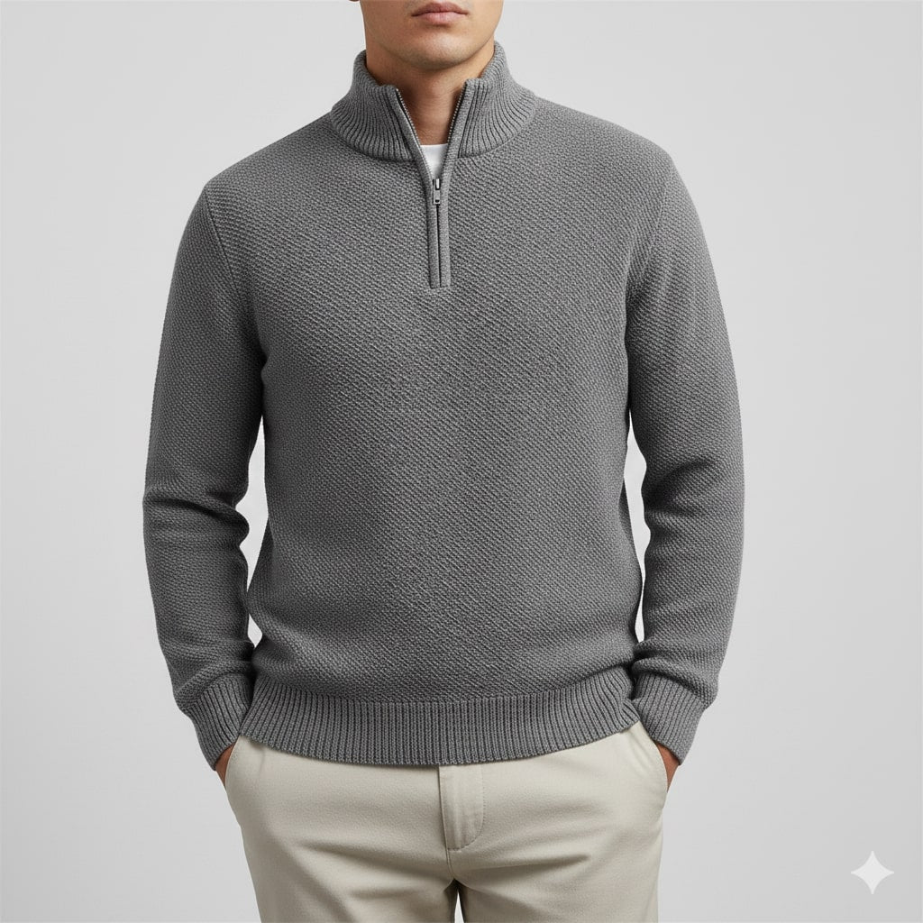 Ashton Men's Cotton Knit Quarter-Zip Pullover Sweater – Ideal for Layered Comfort