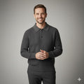 Franco Men's Herringbone Knit Polo Sweater with Structured Collar Pullover