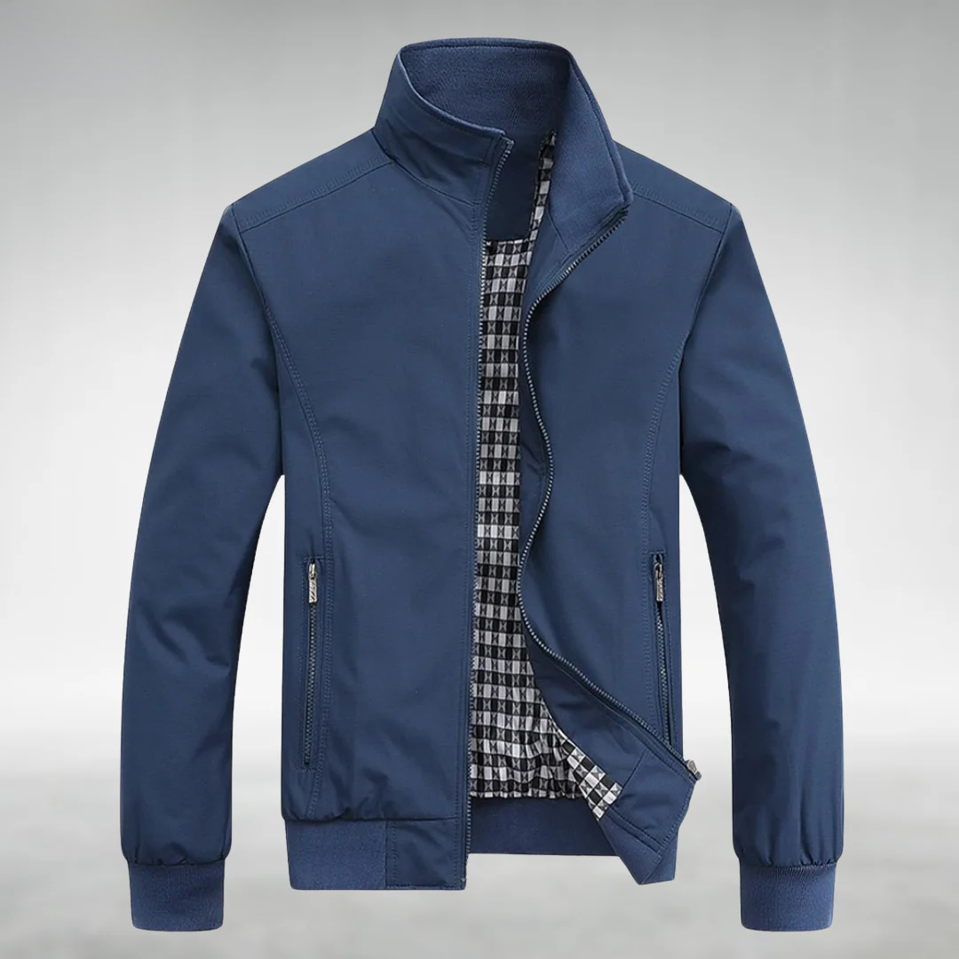 Giovanni Men's Casual Jacket – Classic Collar, Structured Cotton Blend