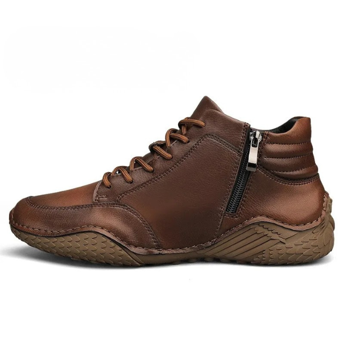 Dantelo Men's Full-Grain Leather Ankle Boots – Zip-Up Design for All-Day Comfort