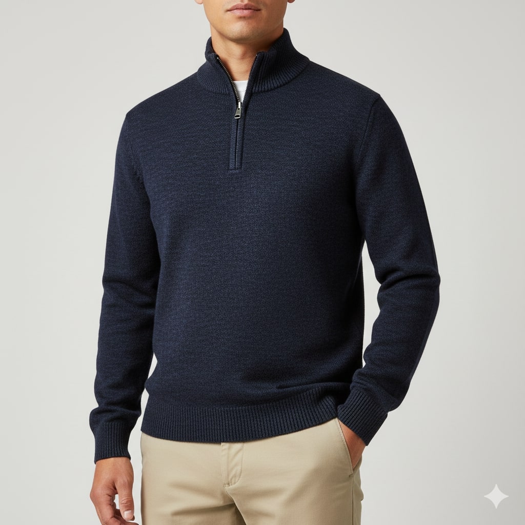 Ashton Men's Cotton Knit Quarter-Zip Pullover Sweater – Ideal for Layered Comfort