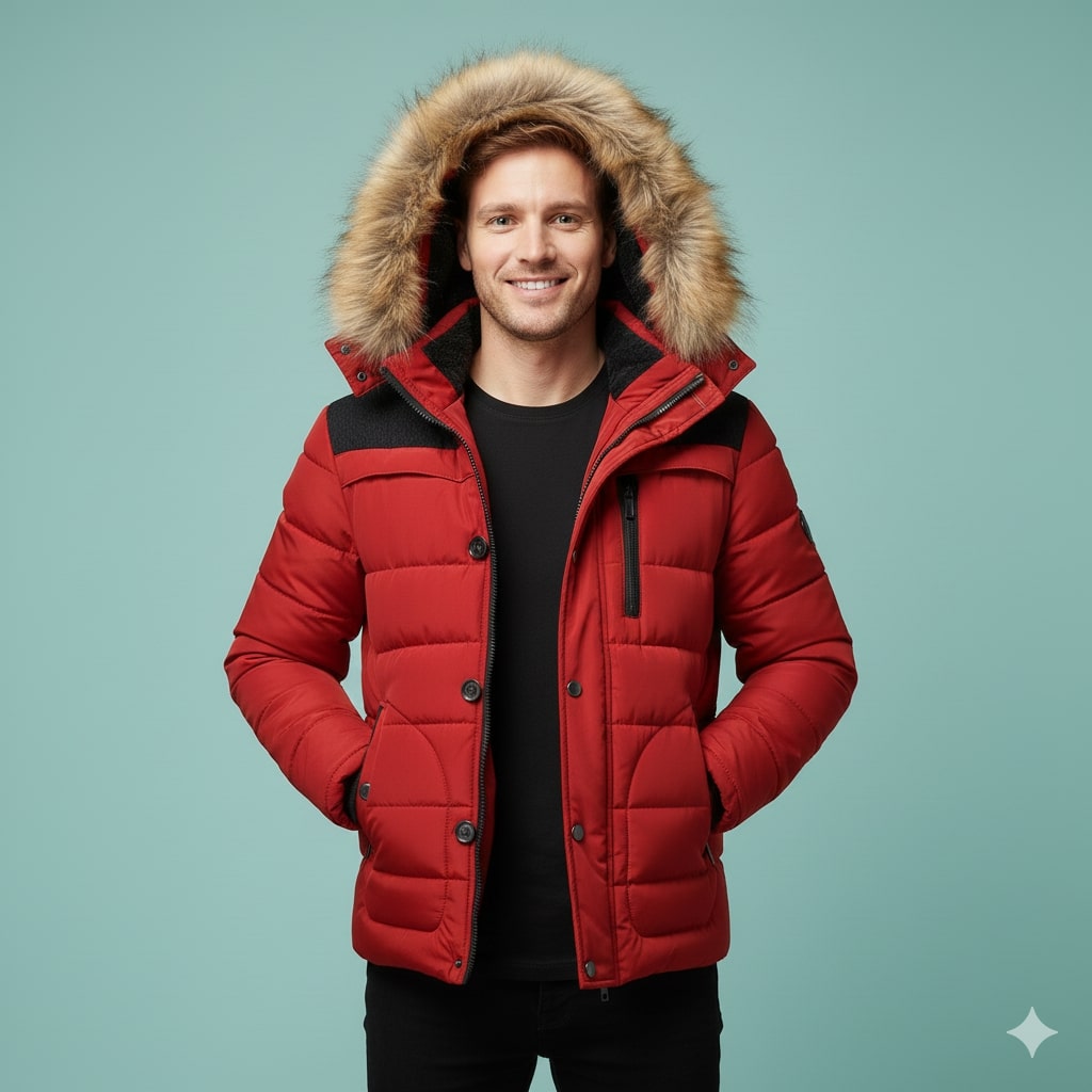 Harlan Men's Winter Coat – Hooded Jacket with Thick Fleece Lining and Cotton Shell