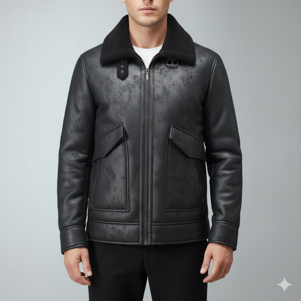 Harlan Men's Suede-Style Shearling Coat – Ultimate Winter Jacket for Extreme Cold