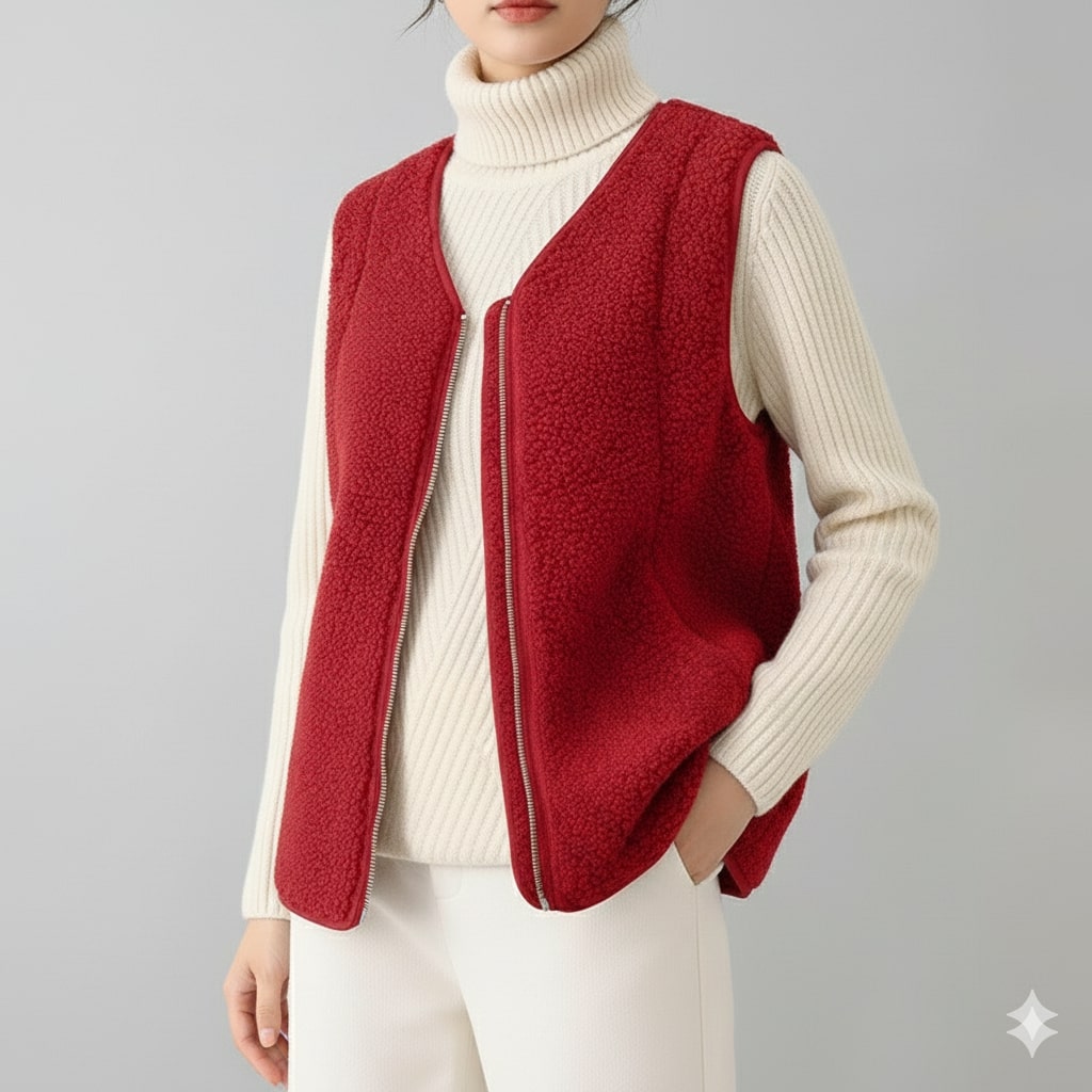 Herlene Women's Plush Shearling Fleece Vest – Lightweight Layer